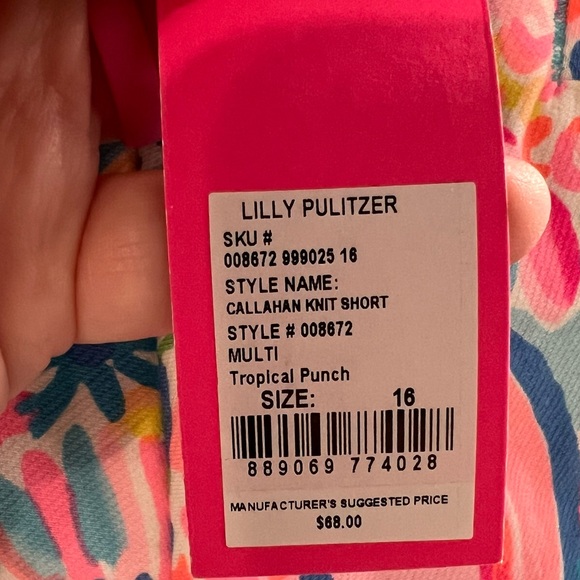 Lilly Pulitzer Callahan Knit Shorts NWT Tropical Punch 16 Plus Size - Picture 5 of 5